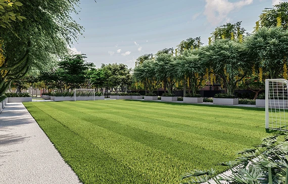 Open sports lawn within the enclave